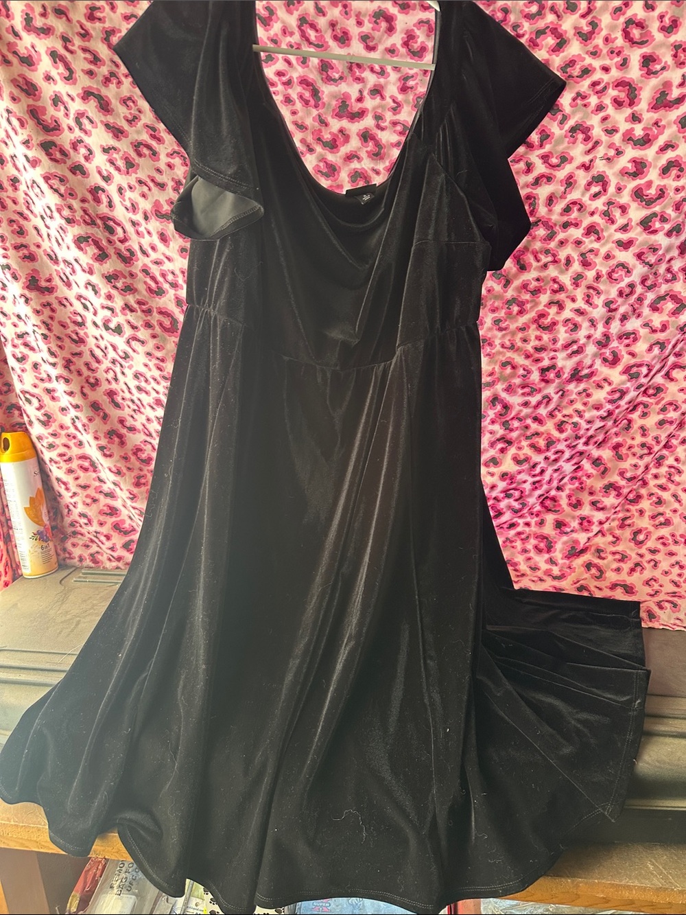 torrid Black Velvet Midi Dress with Draped Neckline